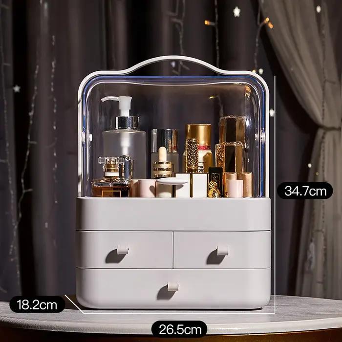 Boîte de réception de cosmétiques, 1 pièce, organisateur de maquillage de bureau anti-poussière avec