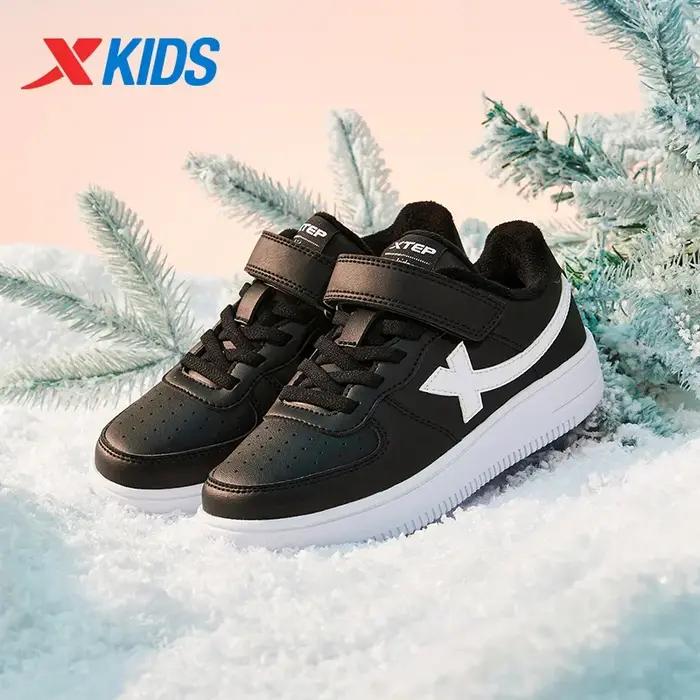 Xtep chaussures en coton pour enfants unisexe hiver tout assorti imperméable antidérapant léger chau