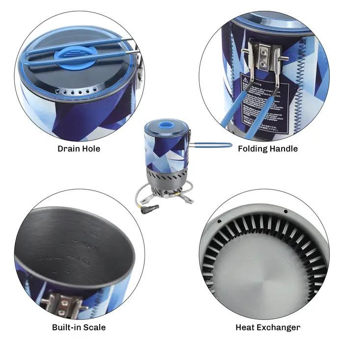 Système réchaud radiant grain d'érable compact coupe-vent pour camping et randonnée légère