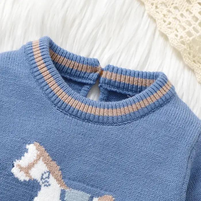 Barboteuse bleue en tricot à manches longues pour bébé, combinaisons pour nouveau-né garçon, combish