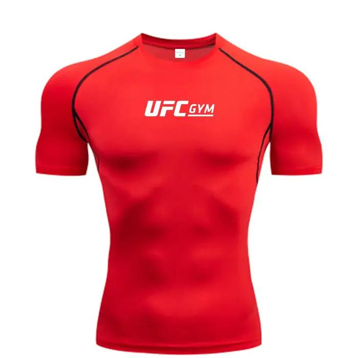 T-shirt de compression pour homme, séchage rapide, manches courtes, été, fitness, course à pied, hau