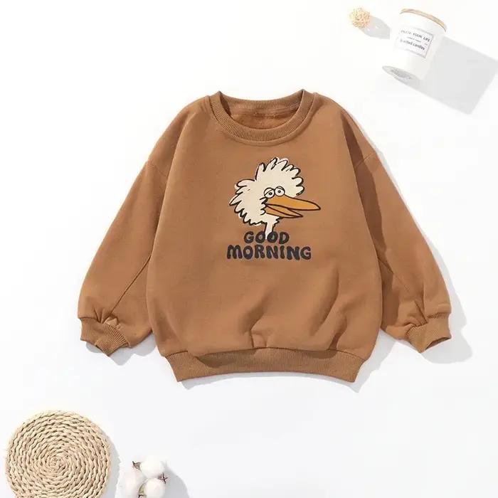 Sweat-shirt à manches longues et col rond pour enfants, coréen INS, hauts mignons pour filles et gar