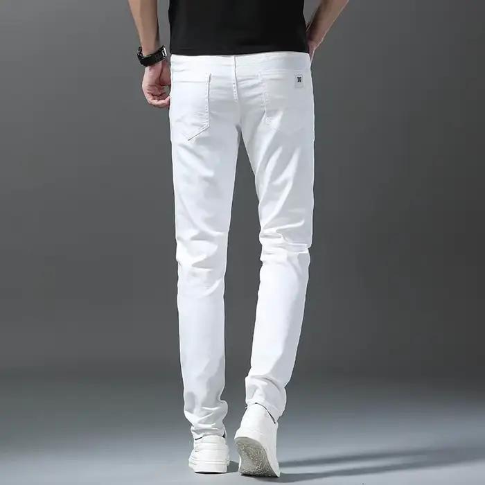2025 printemps été nouveau 98% coton hommes Slim jean droit décontracté mode crayon pantalon haute q