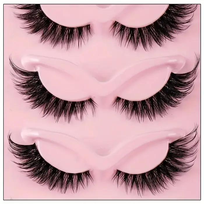 5 paires de faux cils œil de chat-cils Manga longs naturels hypoallergéniques avec extrémités ailées