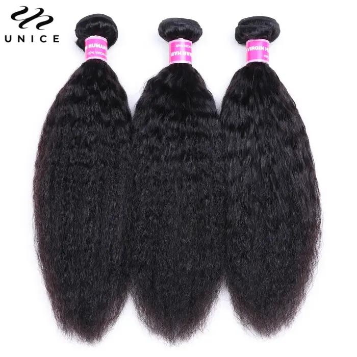 Mèches naturelles crépues lisses-UNice Hair, 100% cheveux humains, 3/4 humains, à coudre, en lots de
