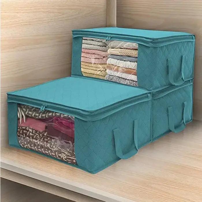 Boîte De rangement De vêtements De grande capacité, pliable, en tissu Non tissé, pour couettes, étui