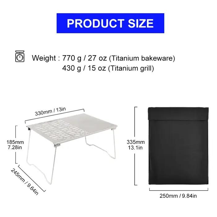 Widesea – filet de Barbecue au charbon de bois en titane, avec pieds pliants, pour Camping, plage, p