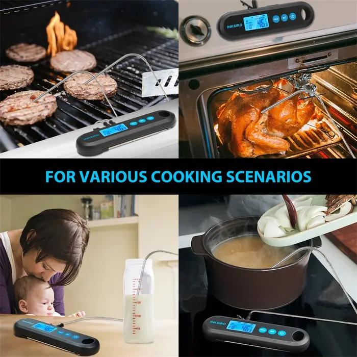 INKBIRD thermomètre à viande numérique avec 2 sondes externes affichage rétro-éclairé IHT-2PB lectur