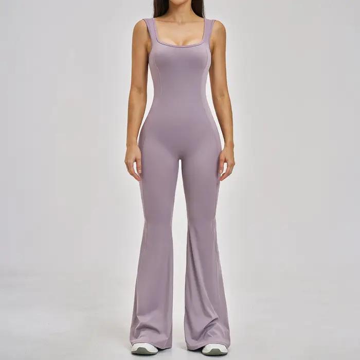 Ensemble de yoga pour femme, combinaison de sport une pièce à dos élégant, tenue de fitness athlétiq