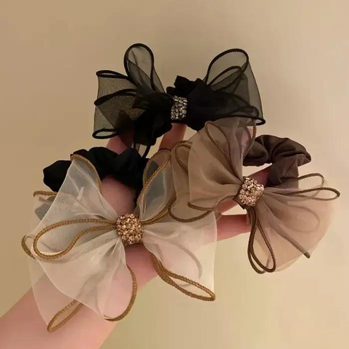 Nouveaux Accessoires Pour Cheveux Élastiques Attachés Chouchous Bandeaux Coiffes Avec Nœuds Papillon Pour Femme Fille Occasions Spéciales