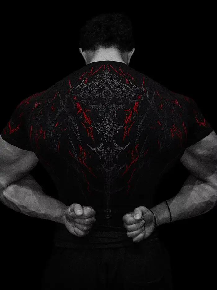 T-shirt de sport imprimé à compression à séchage rapide pour homme Dark Dragon Slayer, nouvelle coll