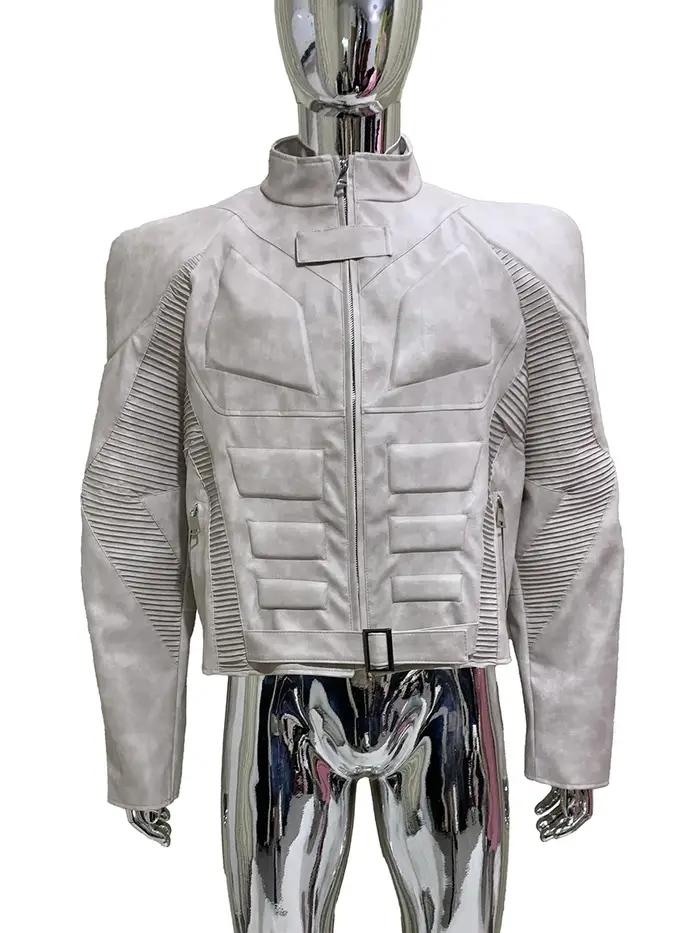 Veste en cuir Pu pour hommes, Cool, en détresse, exosquelette, épaulettes, luxe de styliste, vêtemen