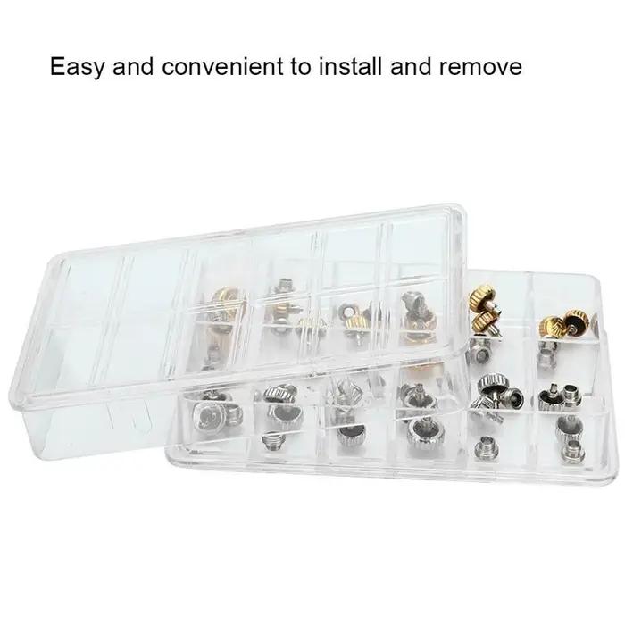 Couronnes de montre étanches, outils de réparation de remplacement assortis avec boîte, 48 pièces