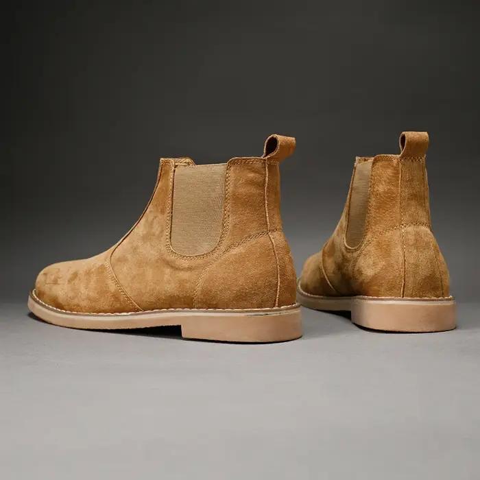 Mode daim désert bottes hommes haut Chelsea bottes en cuir chaussures décontractées mâle sans lacet