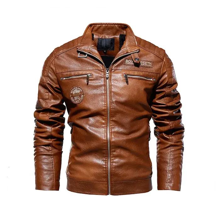 Veste en cuir de style moto pour hommes, manteau de doublure de sourire, vestes décontractées, parde