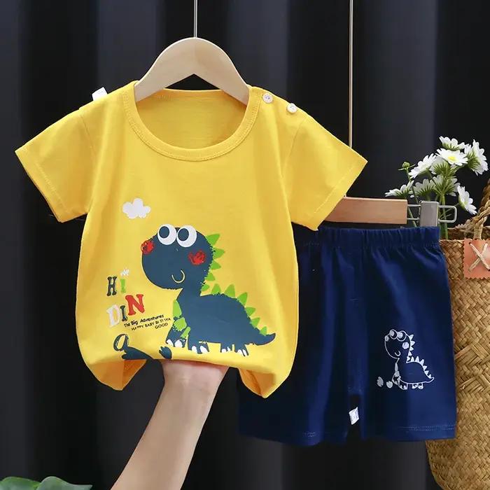 Vêtements imprimés de dessins animés, vêtements de maison en pur coton, costumes 2 pièces pour tout-