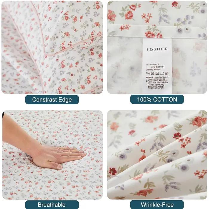 Ensemble de housses de sport en coton égyptien, doux et respectueux de la peau, petites roses de jar