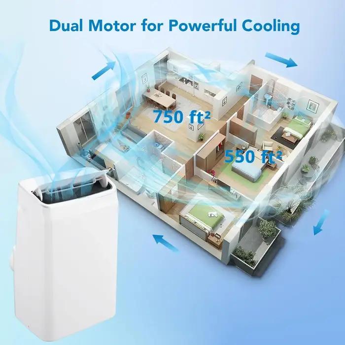 Climatiseur portable 3 en 1, 14,000 BTU, silencieux, avec télécommande, aquarelle intégrée, ventilat