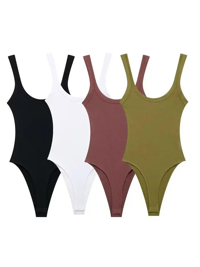 Body côtelé à col rond pour femmes, avec bretelles, bouton-pression, combishort Sexy à la mode, vête