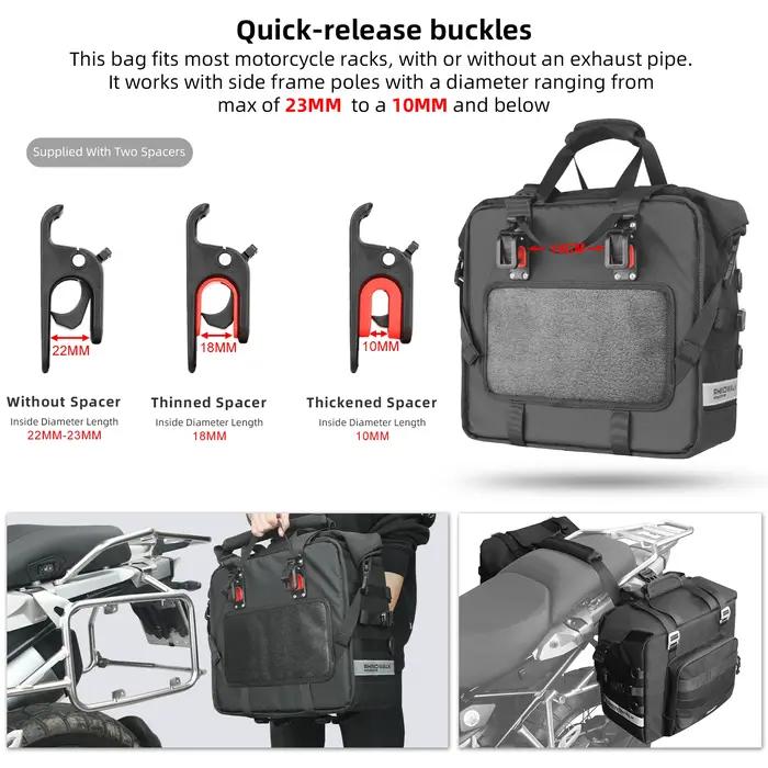 Bal inowalk-Sacoche latérale étanche pour moto, sacoche de dégager extensible, dégagement rapide, fo