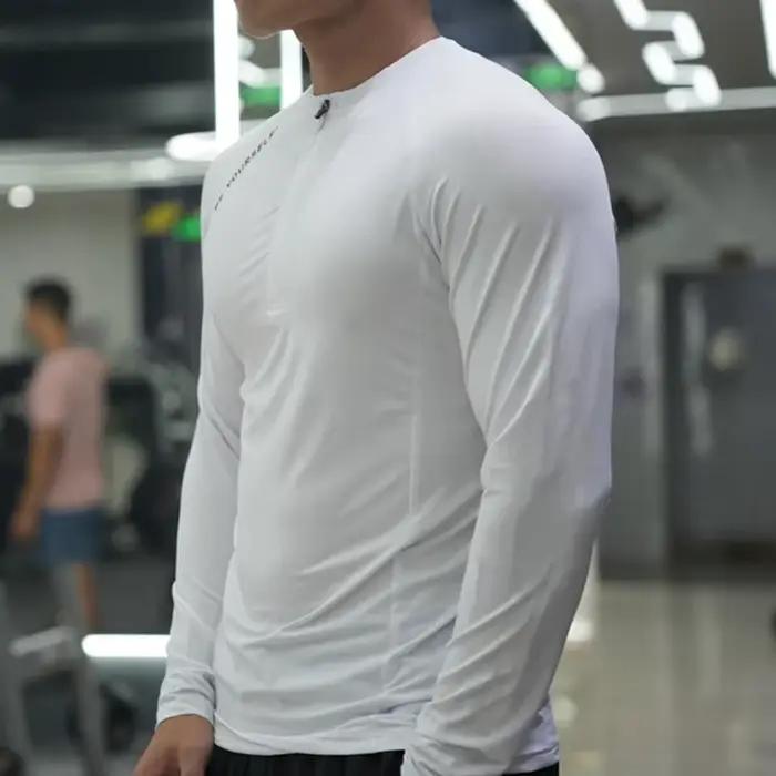 T-shirt de sport de compression à manches longues pour hommes, t-shirt de course, sweat-shirt de jog