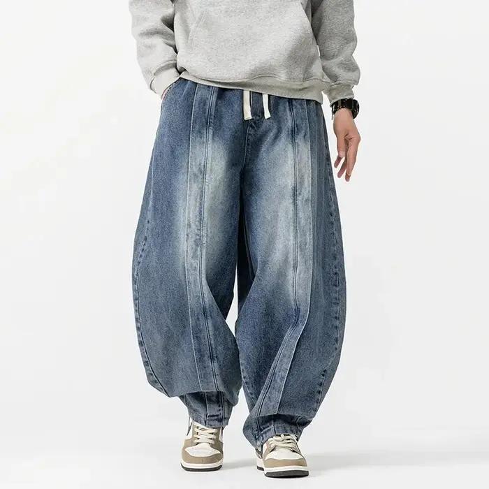 2025 nouveau sarouel Vintage hommes lâche Hip Hop Denim pantalon à jambes larges hommes droit surdim