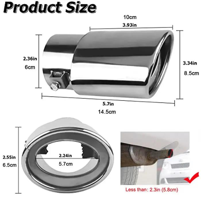 Embout de silencieux d'échappement universel pour voiture, tuyau en acier inoxydable, garniture chro