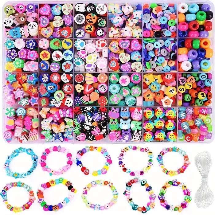 Ensemble de perles en argile polymère, 15 à 24 grilles, Kit de perles d'imitation de lettres, perles