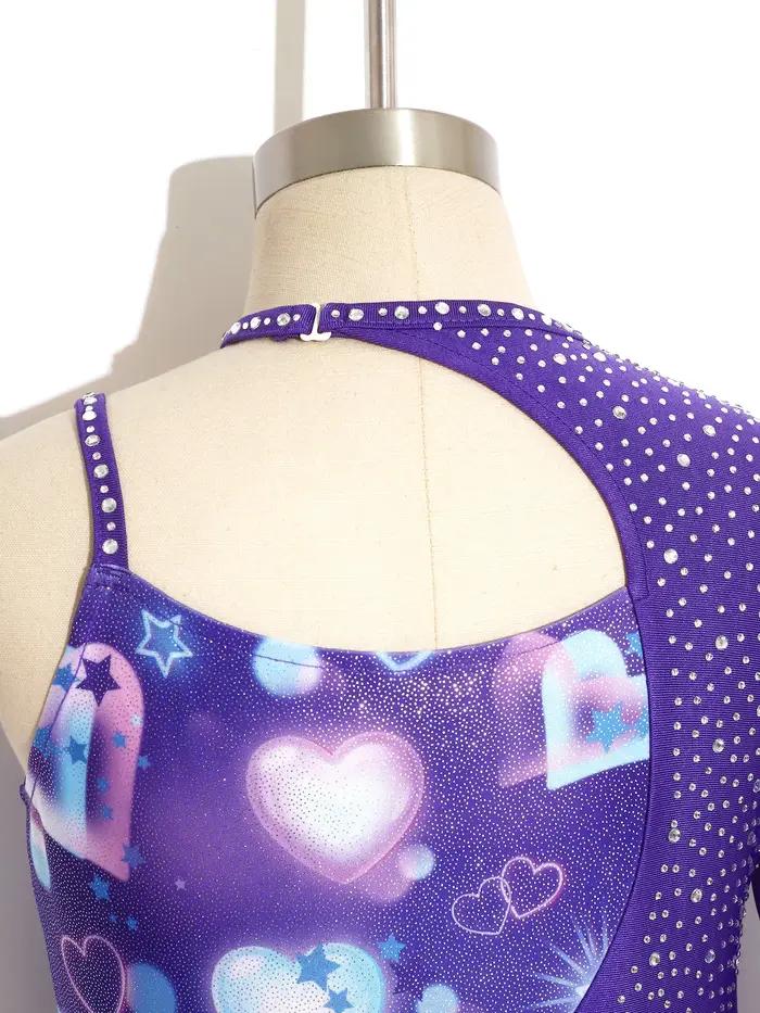 Justaucorps de gymnastique pour filles avec strass brillants, combinaison de performance pour patina