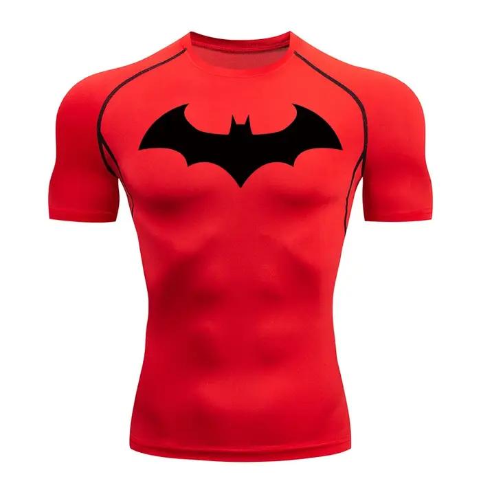 Chemises de Compression graphiques chauve-souris pour hommes, manches courtes, protection contre les
