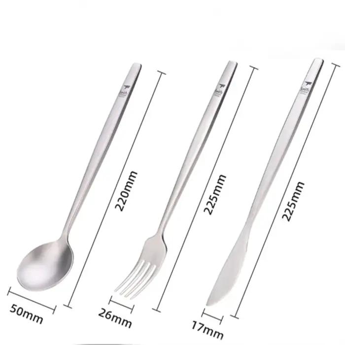 Ensemble de Couverts de Voyage en Titane, Portable, Cuillère, Fourchette, Couteau, Steak, Couverts O