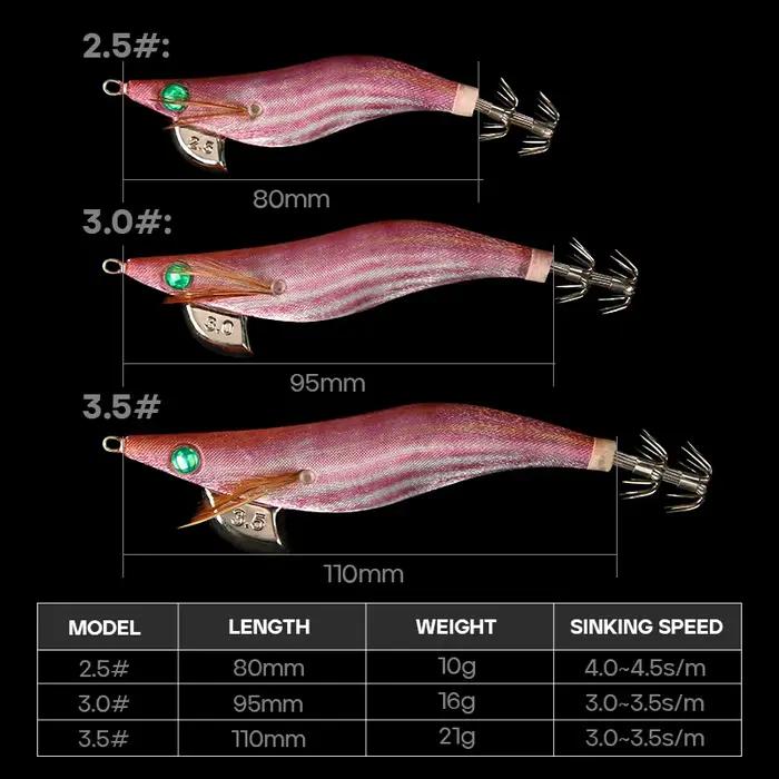 LETOYO 3.0-3.5 # Appât de calmar lumineux gabarit de calmar leurre de pêche appât artificiel pour