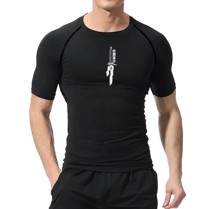 T-shirt compression homme anime graphique - Haut sportif séchage rapide protection éruptions