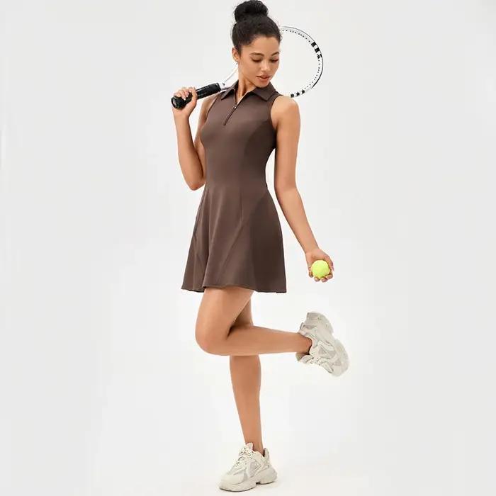 Robe tennis revers femme - Jupe course golf respirante séchage rapide vêtement yoga été