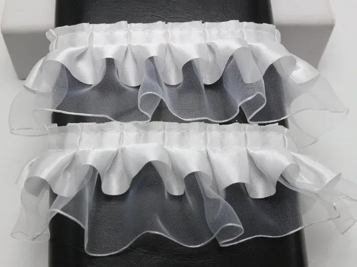 Ruban de Satin Double couche en Tulle Organza à volants, 5.5 Yards (5 mètres), 40mm, couture, artisa