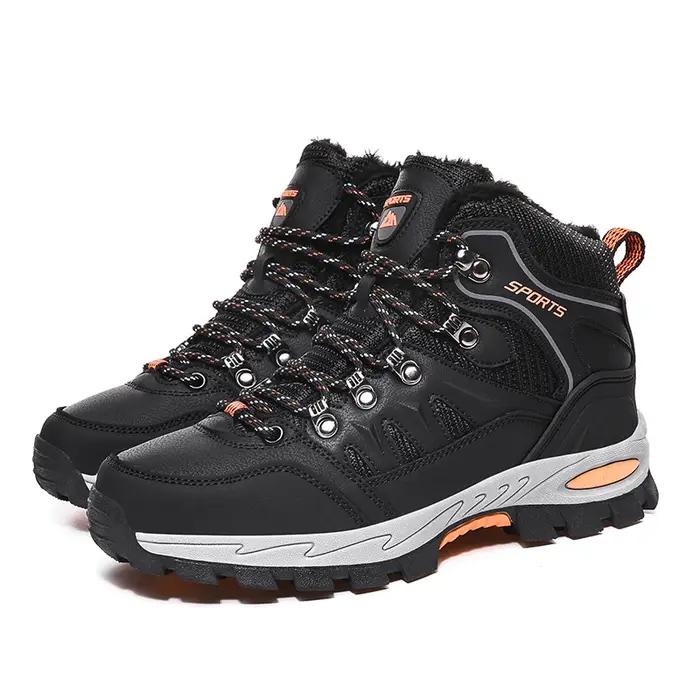 Bottes randonnée grande taille 42 noir fourrure - Chaussures trekking antidérapantes hiver hommes femmes