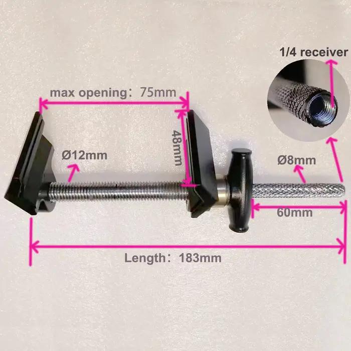 Mini pince pour appareil photo avec ouverture de 10 à 75mm, mâchoire d'extrémité
