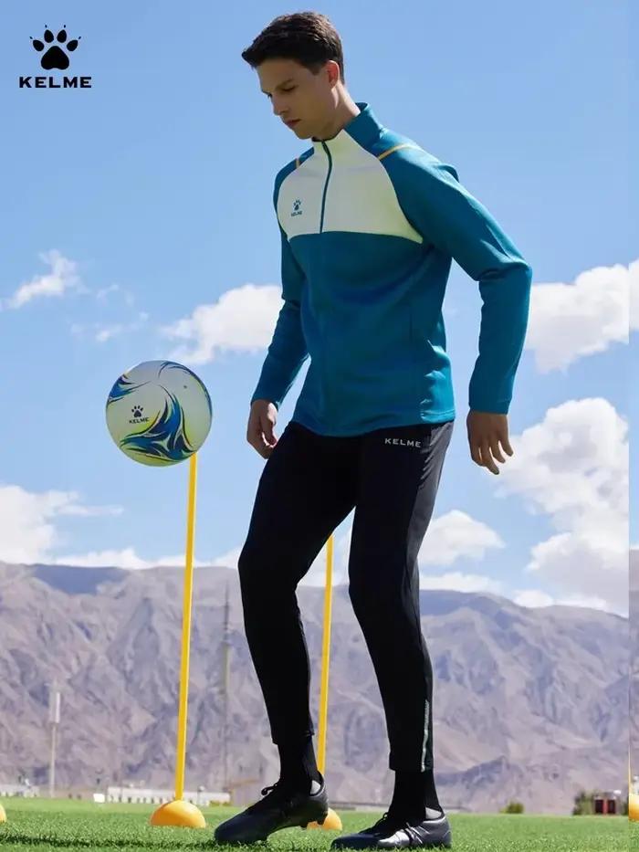 Kelme-Veste d'entraînement de football pour homme, cardigan imprimé à col montant, manteau de sport