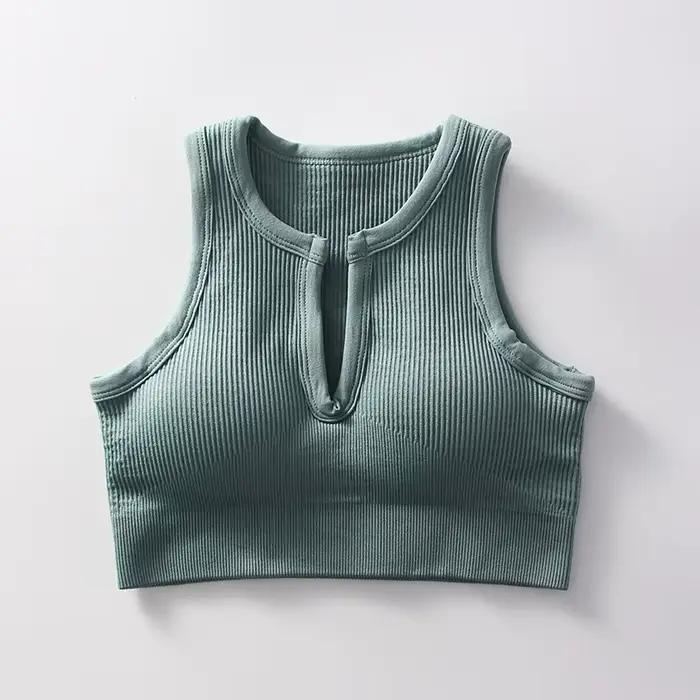 Gilet de sport d'été sans manches pour femmes, très élastique, absorbant la sueur, coussinet de poit