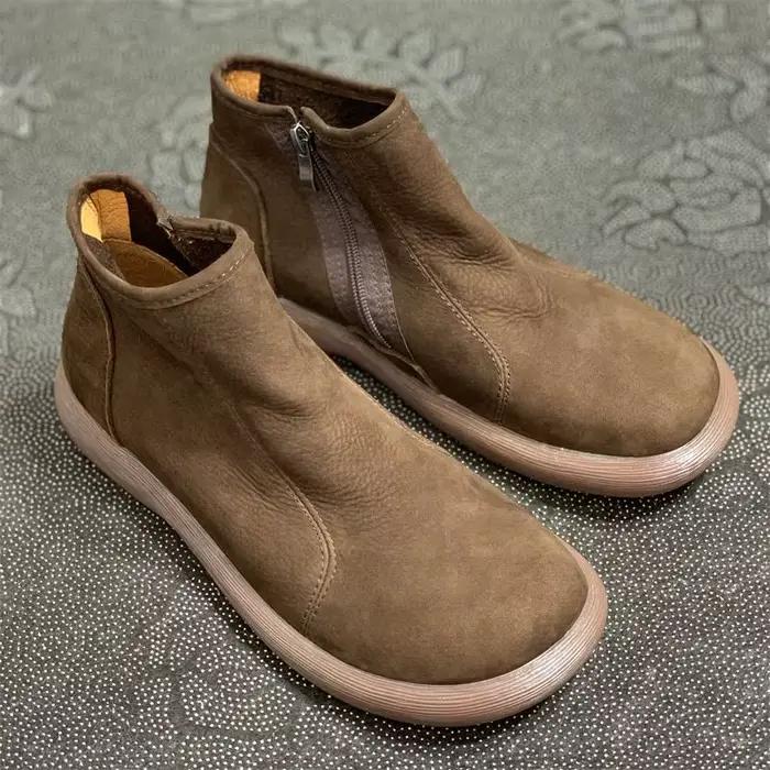 Bottes Chelsea à bout large pour hommes, chaussures d'automne et d'hiver en cuir de vache, montantes