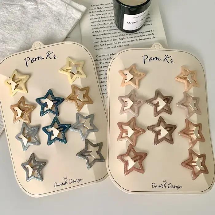 Pinces à cheveux étoiles colorées pour bébés filles, 10 pièces, pince à cheveux en métal à paillette