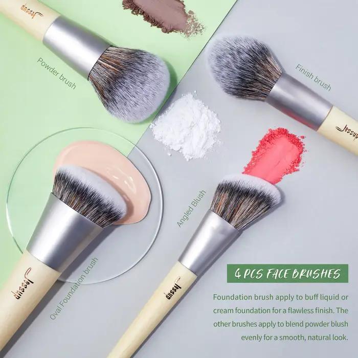 Jessup – ensemble de pinceaux de maquillage synthétiques Premium, poudre de fond de teint, correcteu