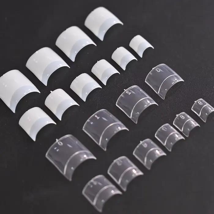 500 pièces/sac, faux ongles courts carrés, style French, demi-couverture, taille 10 (0-9), transpare