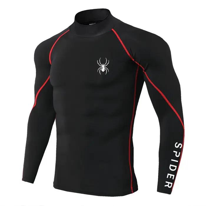 T-Shirt Moulant Manches Longues Hommes Compression Fitness Sport Haute Qualité Pour Performance Maximalement Comfortable Entrainement Salle Gym Plein Air