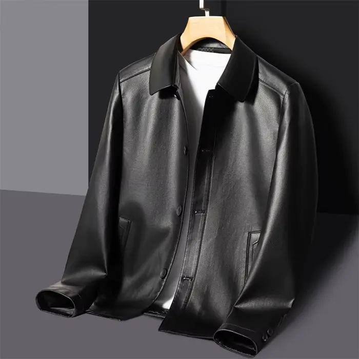 YN-2582 printemps nouveau manteau en cuir véritable bouton haut de haute qualité manteau en peau de