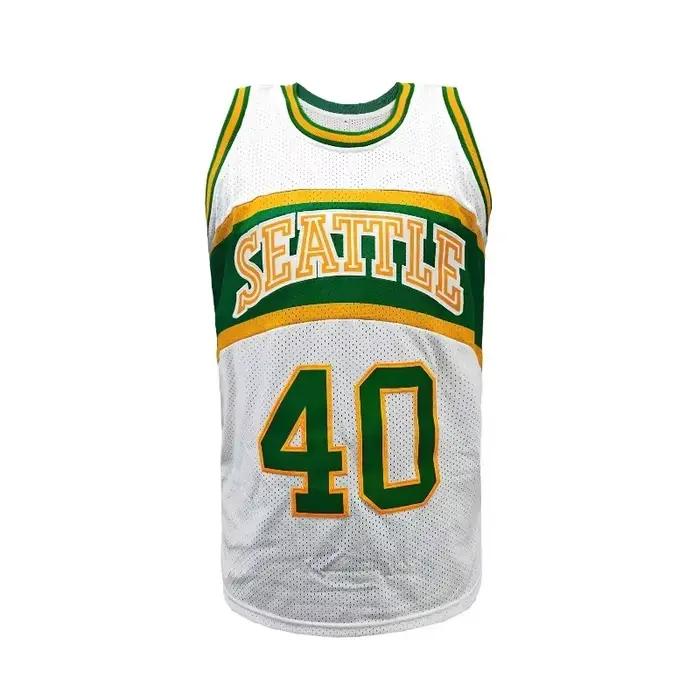 Maillot de basket-ball pour hommes, lettres et chiffres brodés, gilet ample et respirant sans manche