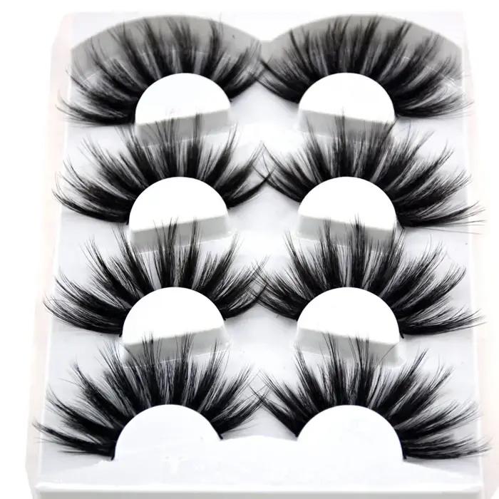 4 paires de cils de vison naturels 25mm cils faits à la main faux cils étendus