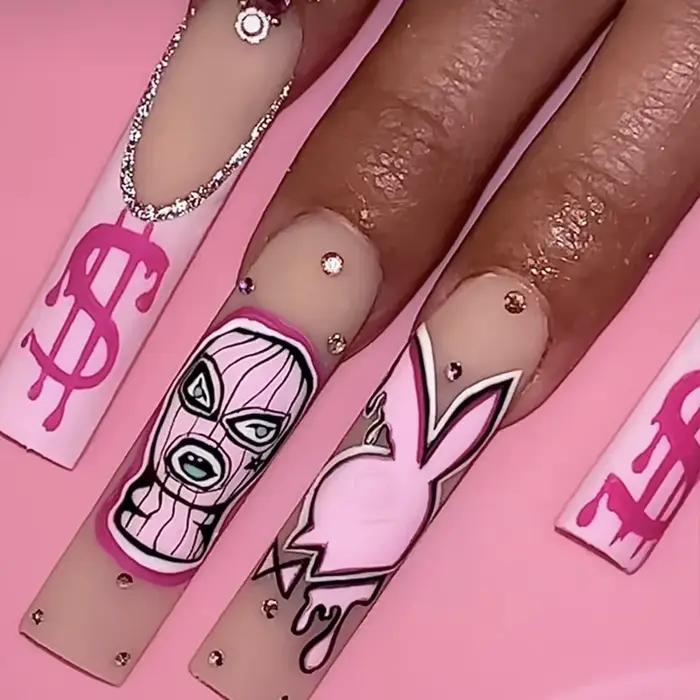 Autocollants 3D en Forme de Dollar pour Ongles, Décalcomanies Auto-Adhésives pour Manucure, Envelopp