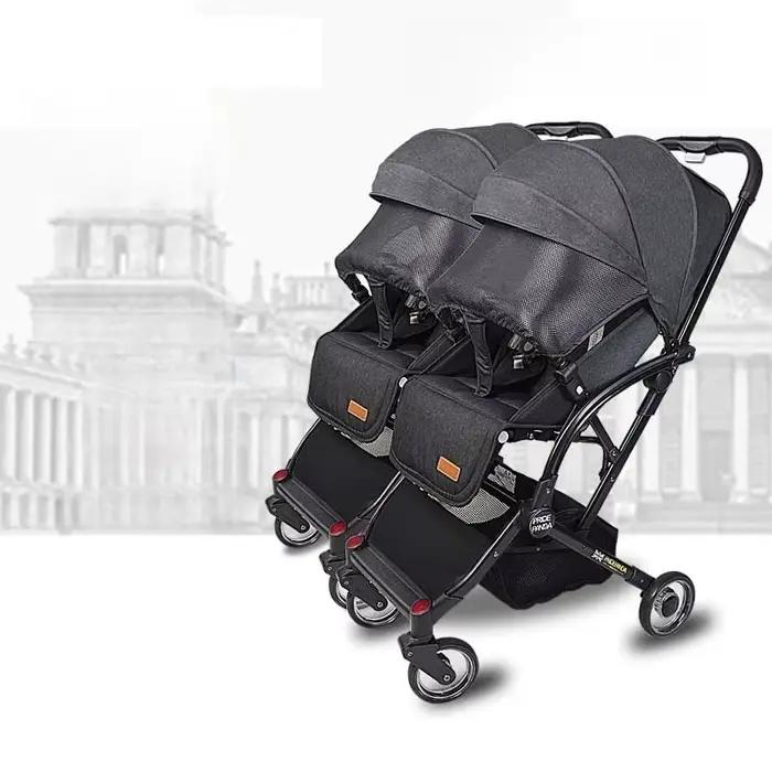 Nouveau-né Double bébé poussette léger pliable détachable assis et couché haute vue bébé Double pous