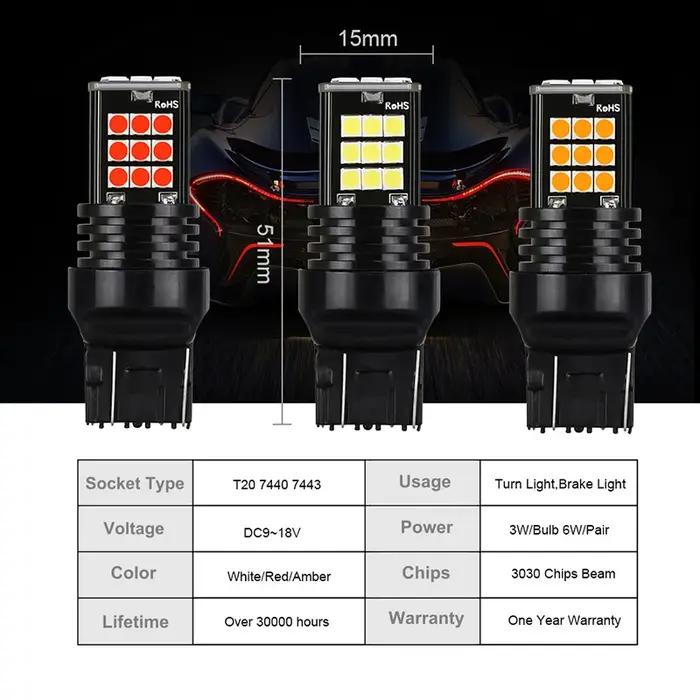 NLpearl-Clignotant automatique, 2x lampe de signalisation de voiture, ampoule LED, 7440, 24SMD, T20,